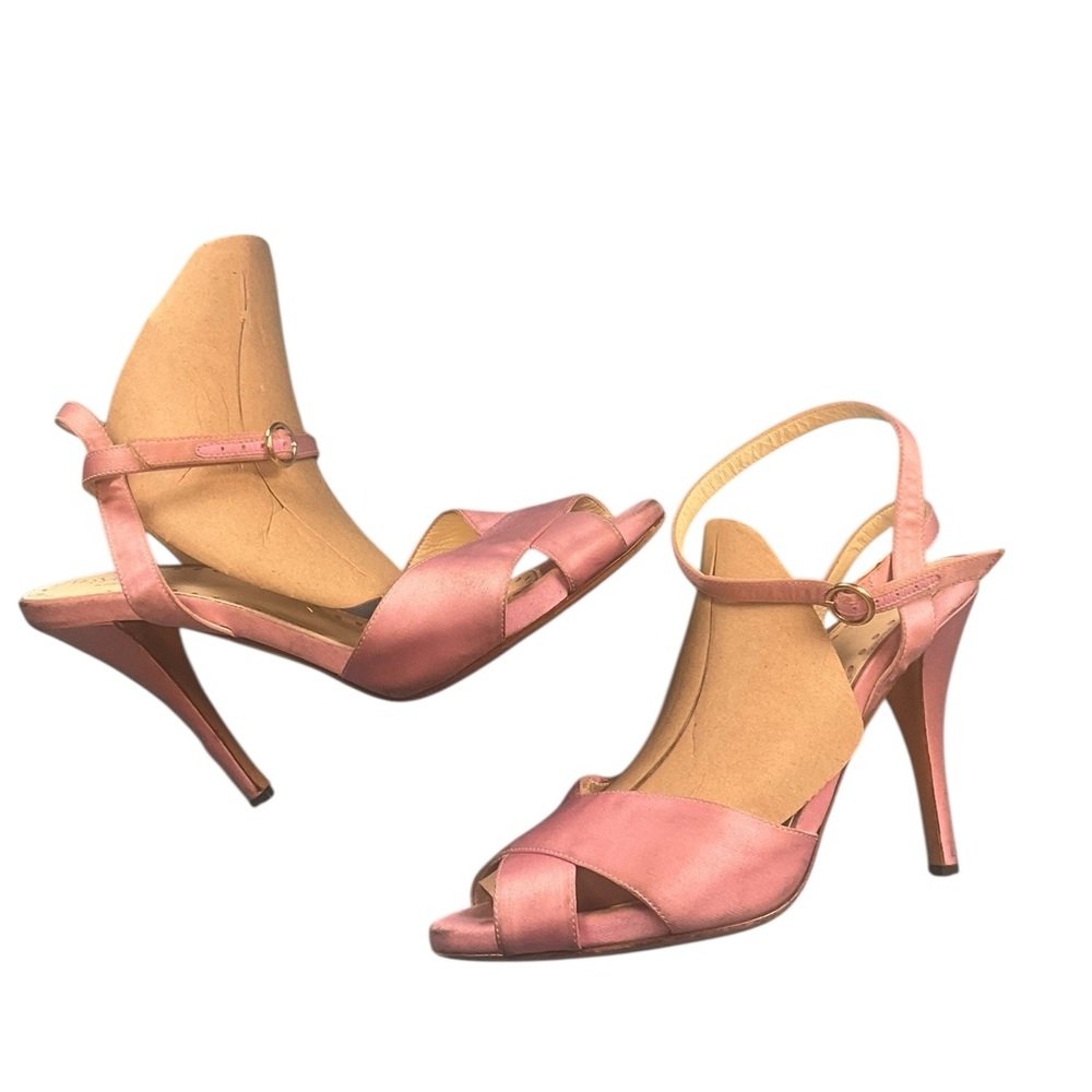 YVES ST LAURENT sz 39.5 EU Chic Strappy Heels RETRO 2000s Pink Italy